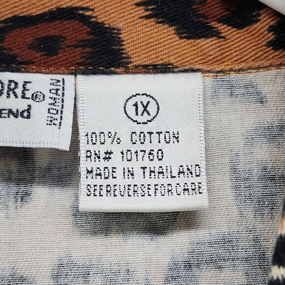 Vintage Allyson Whitmore Weekend Jacket Womens 1X Brown Animal Print Embroidered - Picture 3 of 8